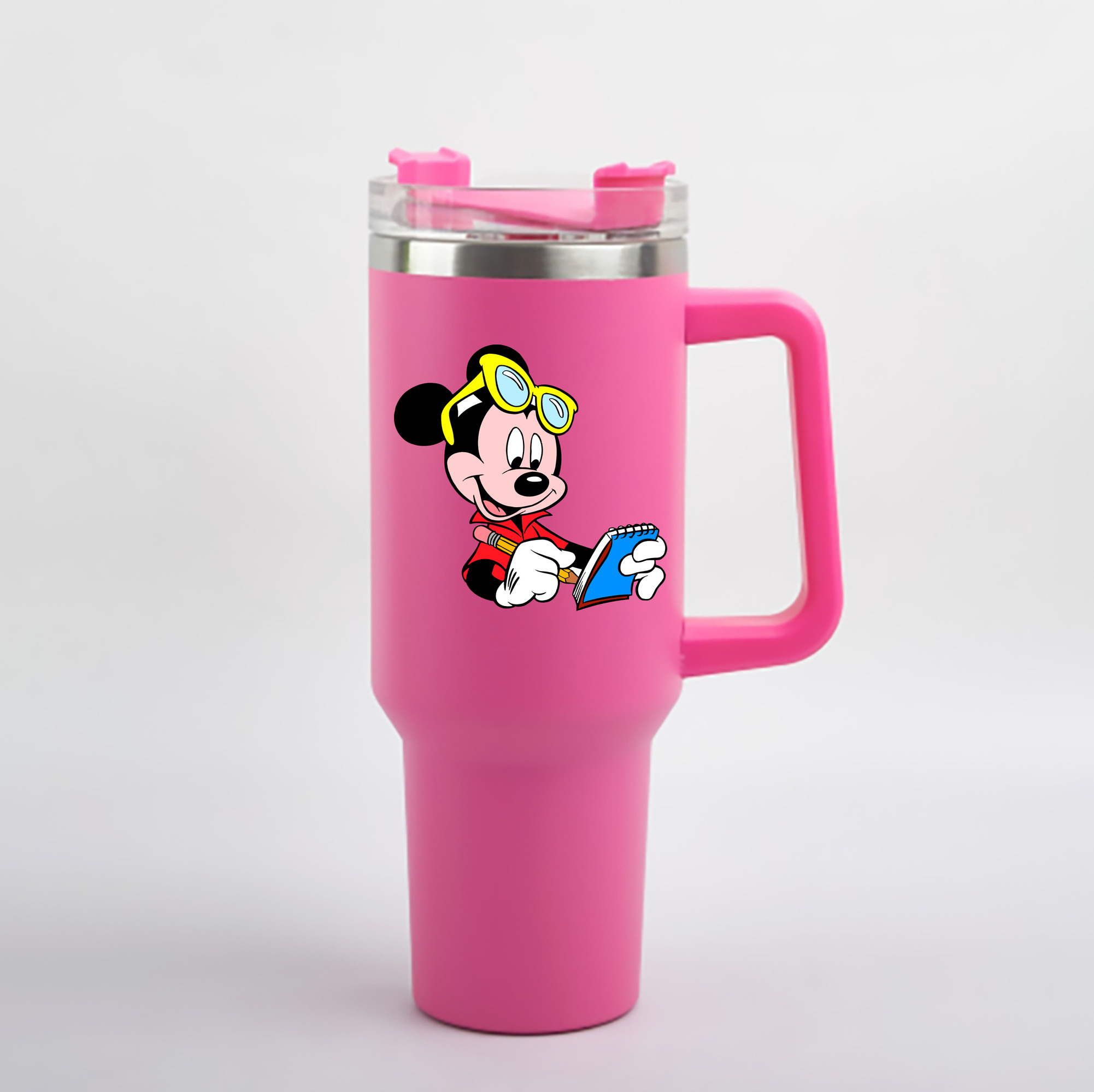 （画像用） ミッキーマウス Mickey Mouse 1200mL車用タンブラー - クリスタルステッカー（プラスチックストロー付き）